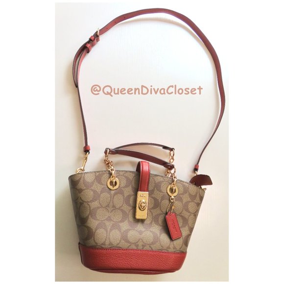 Lane Bucket Bag Purse Satchel Crossbody In Signature Canvas C8597 - Picture 10 of 12